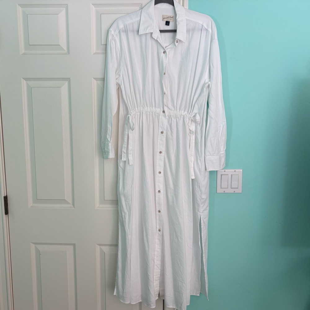 Universal Thread White Button-Front Shirt Dress with Drawstring Waist!
